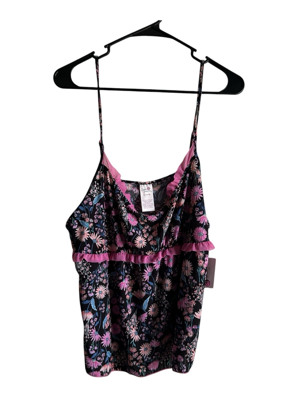4/$20 Secret Treasures Size XL 16-28 Black Floral Sleep Tank Top